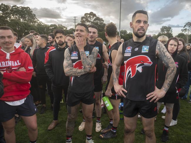 Frankston Dolphins star Andy Mathers and his brother and coach Rich Mathers. Picture: Valeriu Campan