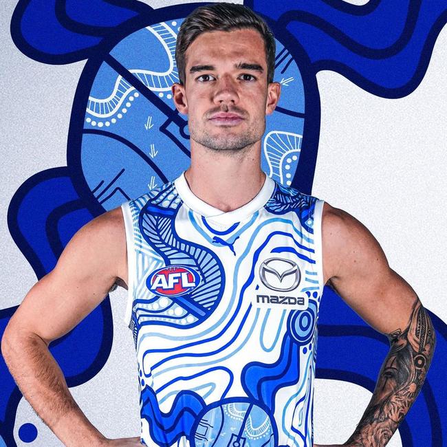 North Melbourne skipper Jy Simpkin in the team's indigenous guernsey. Picture: Instagram