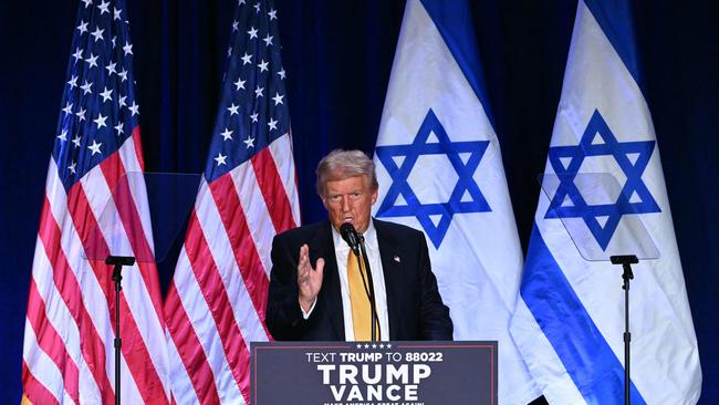 Former US president and Republican presidential candidate Donald Trump speaks at the Israeli-American Council National Summit in Washington, DC. Picture: AFP