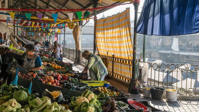 Fruit and vegetable stalls in the Mercado do Bolhao, Porto, Portugal