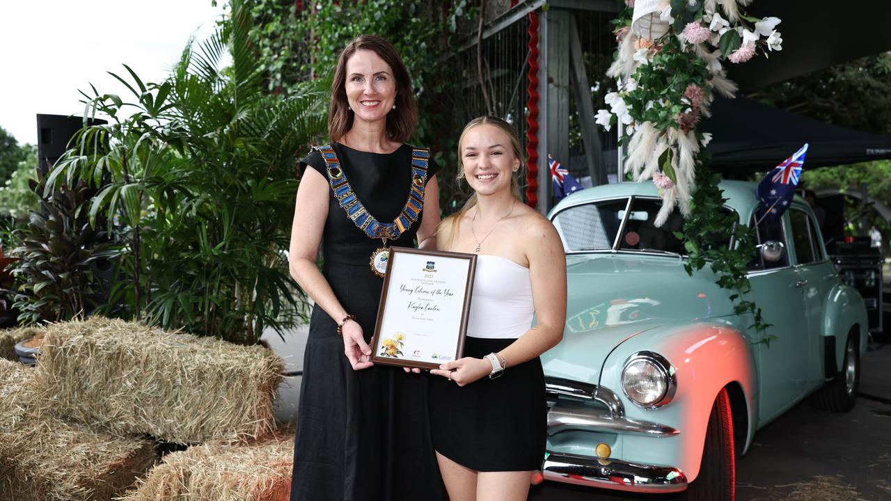 Kaylea Canton was awarded the Cairns Young Citizen of the Year award for her work developing and delivering a program supporting and encouraging students with a disability to engage in sport, at the Cairns Regional Council's Australia Day Awards and concert, held at Munro Martin Parklands. Picture: Brendan Radke