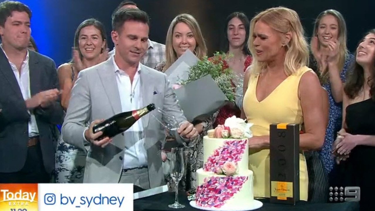 Sonia Kruger's farewell cake looks more indulgent than some wedding cakes we’ve seen. Picture: Channel 9.