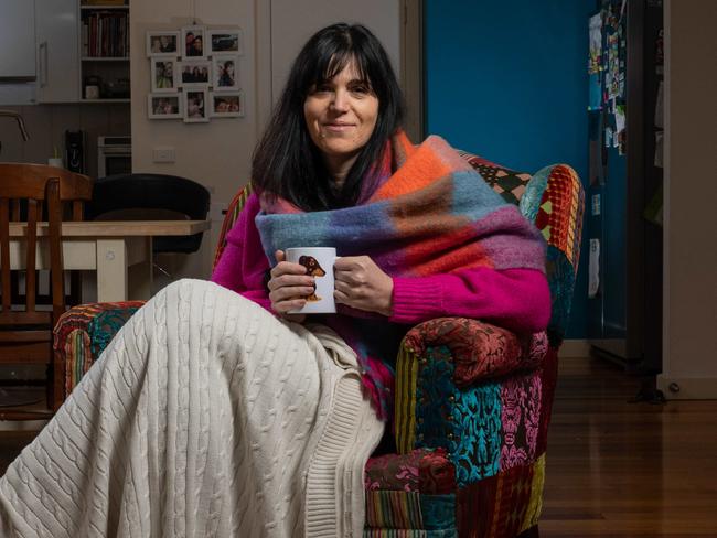 09-07-2024 JustineMartin, 53, has MS and the cold makes her health condition worse. 1 in 5 Victorians living in houses less than 18C, which according to the WHO is "unsafe"Picture: Brad Fleet