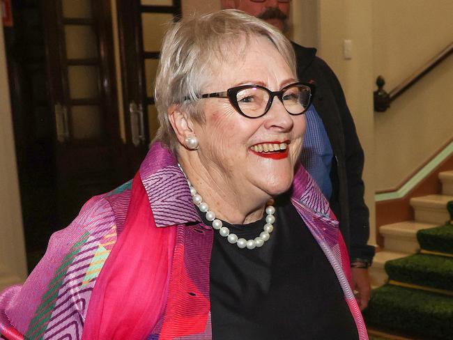 Victorian Liberal MP Bev McArthur arrives as the party meet at Parliament House to decide whether to expel Liberal MP Moira Deeming. Picture: Ian Currie