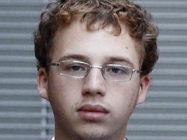 Daniel Kelsall is led to a Corrective Services prison van as he leaves the NSW Supreme Court, in Sydney, Monday, March 16, 2015, Kelsall, a 22-year-old cleaner, is on trial accused of the multiple stabbing death of Morgan Huxley, at his unit in Sydney's north on September 8, 2013. (AAP Image/Nikki Short) NO ARCHIVING