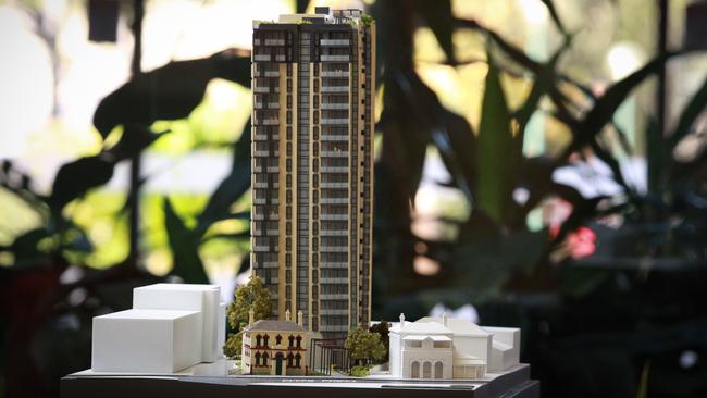 A model of the proposed high rise building behind the CBC building in Campbelltown. Picture: Carmela Roche