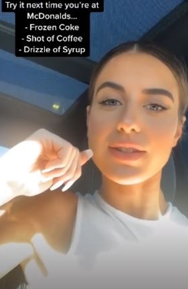 Elena Pajkovska, of Sydney, took to her TikTok to share a Macca’s hack that’s now gone viral. Picture: TikTok/Elenapajkovska