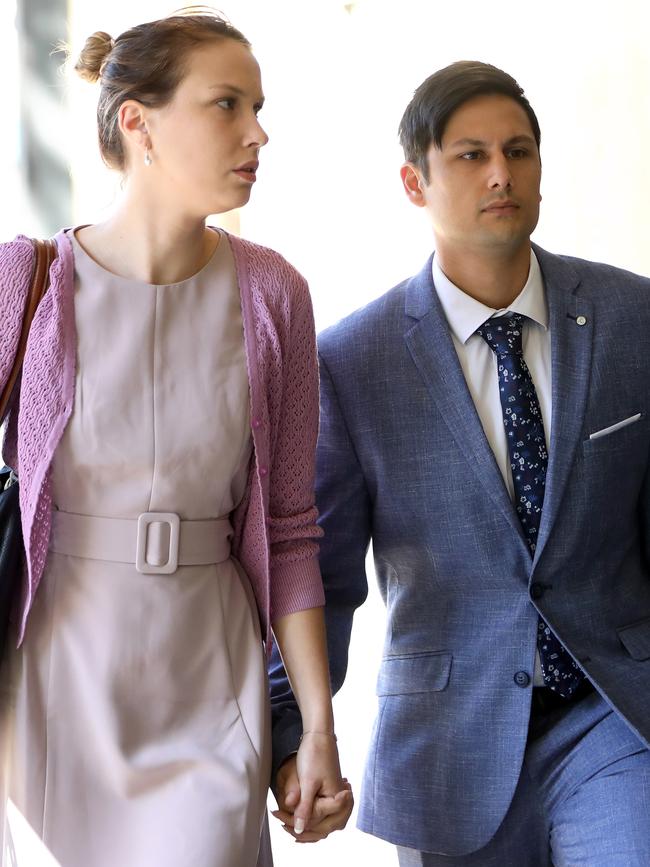 Hannah Quinn and Blake Davis outside court on Monday. Picture: NCA NewsWire / Damian Shaw