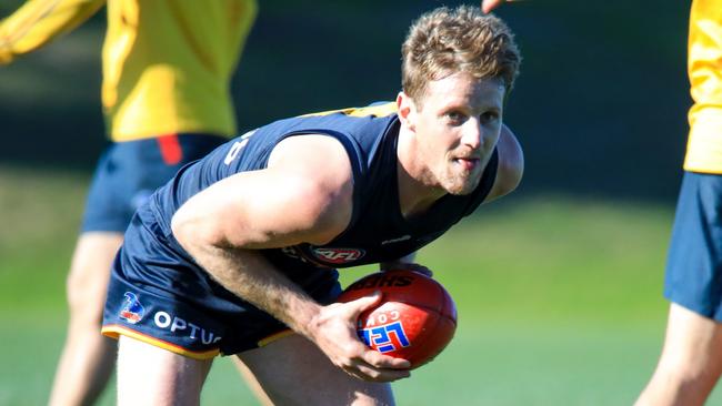 Rory Sloane says he will play through his finger tendon injury. Picture: Mark Brake