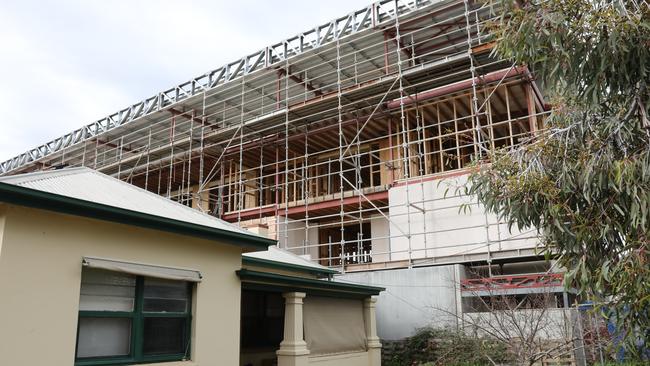 The view of the Devonport Tce apartment block seen from the front yard of a neighbours house in August. Picture Dean Martin