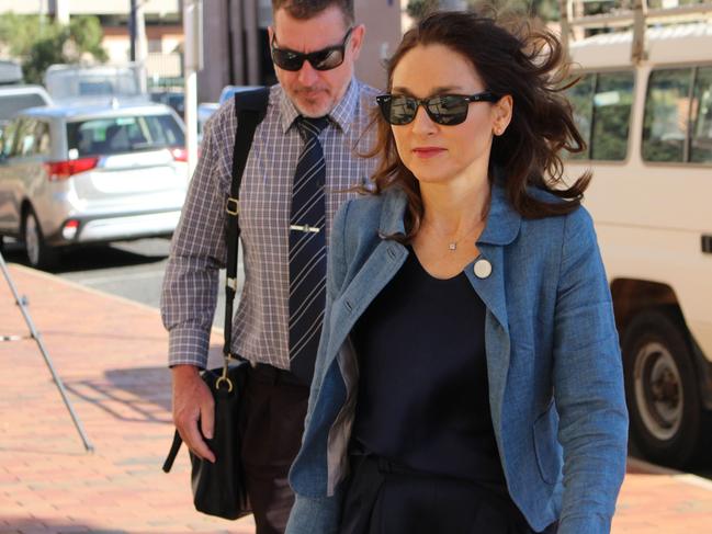 Counsel assisting Peggy Dwyer arrives at the Alice Springs Local Court on Wednesday. Picture: Jason Walls