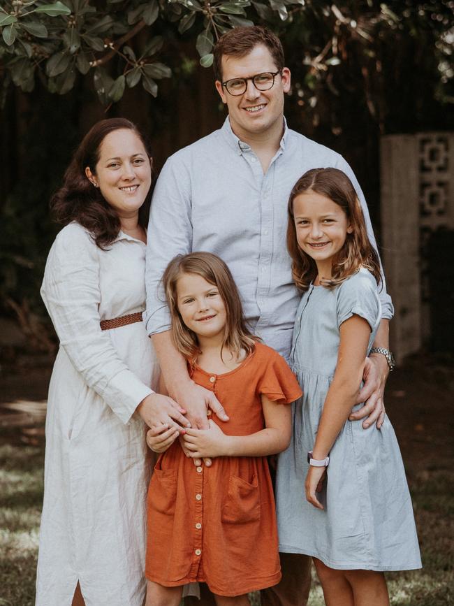 Lorna Baker with husband Joshua, 37, and daughters Harriet, 6, and Evelyn, 10.