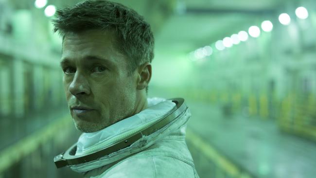 This image released by 20th Century Fox shows Brad Pitt in a scene from "Ad Astra," in theaters on Sept. 20. (Francois Duhamel/20th Century Fox via AP)