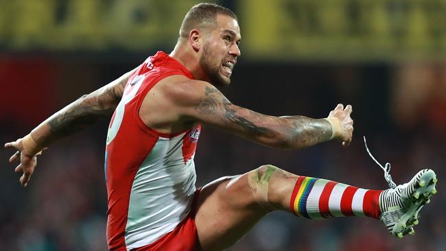Lance Franklin can be unstoppable in full flight. Picture: Getty Images