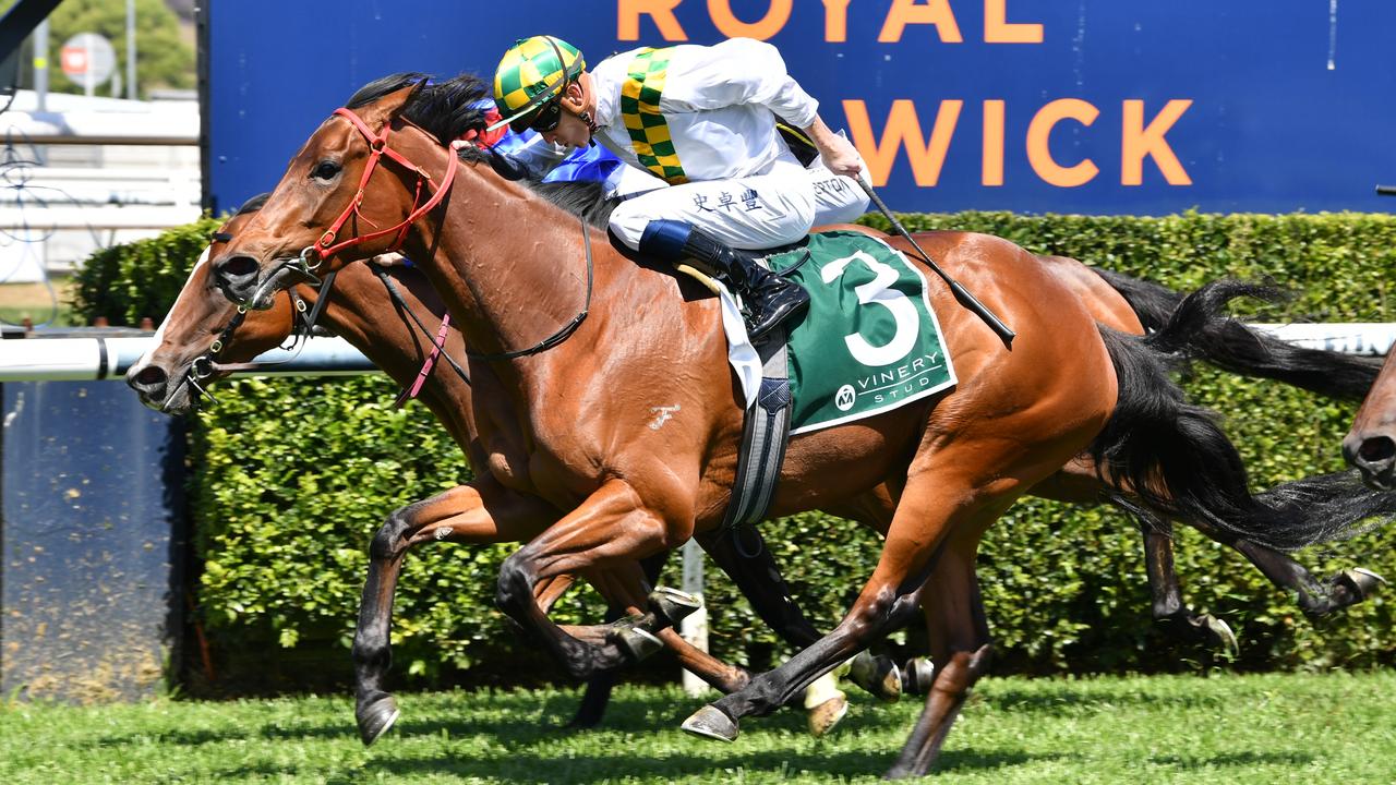 City Of Lights storms home to score at Randwick on Wednesday. Picture: Bradley Photos.