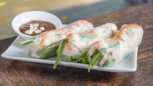 Some of Ly Quan’s delicious pork and prawn Vietnamese ricepaper rolls. Picture: Supplied
