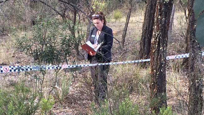 NSW Police detectives at the site where Carly McBride's remains were discovered near Scone.