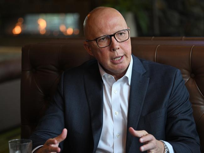 **EMBARGOED FOR THE SUNDAY MAIL 28 APRIL 2024** 23/4/2024: Federal  opposition leader Peter Dutton has a steak lunch with journalist Michael Madigan at the Eatons Hill Hotel, Brisbane pic: Lyndon Mechielsen/Courier Mail