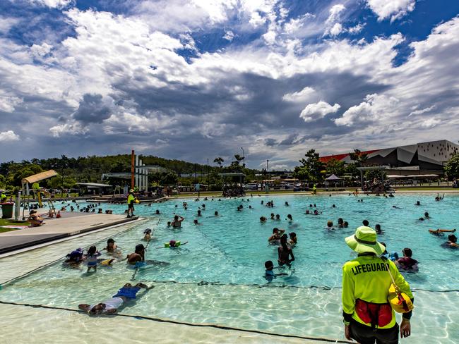 Storm clouds approaching Orion Lagoon, Robelle Domain Parklands in Springfield, Tuesday, February 1, 2022 - Picture: Richard Walker