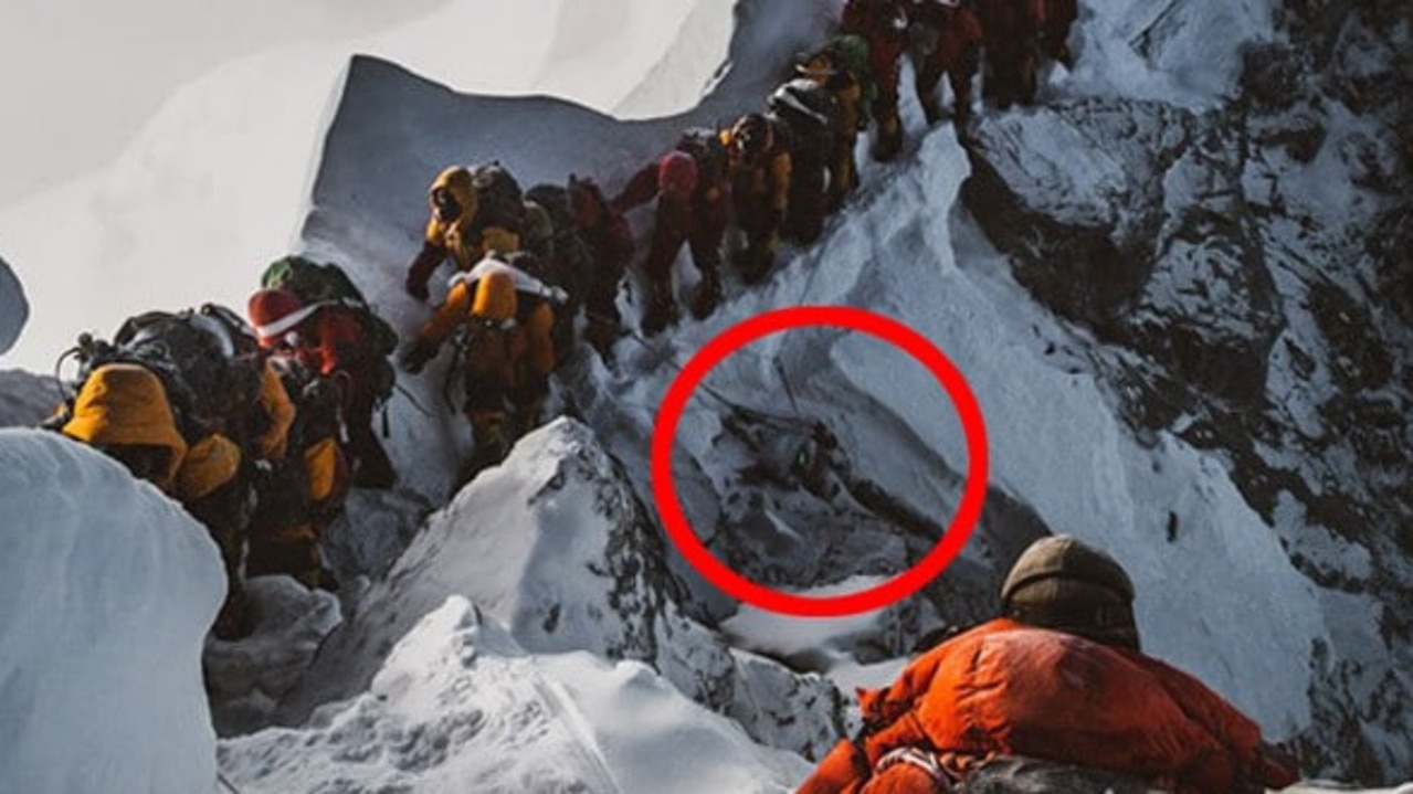 A disturbing photograph of a body on the side of Mount Everest. Source: Supplied