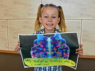 CREATIVE: Peregian Springs State School Year 1 student Bella Donnelly recently won first place in an Australia-wide art competition inspired by the human brain. Picture: Caitlin Zerafa