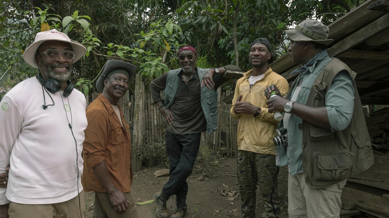 Spike Lee (right) with the cast of Da 5 Bloods. Picture: Netflix