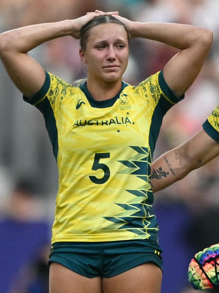 Australia's Teagan Levi was also devastated. Photo by CARL DE SOUZA / AFP.