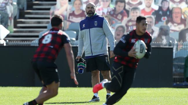 Interim coach Todd Payten watches the Warriors training at Central Coast Stadium on Wednesday. Picture: Getty Images