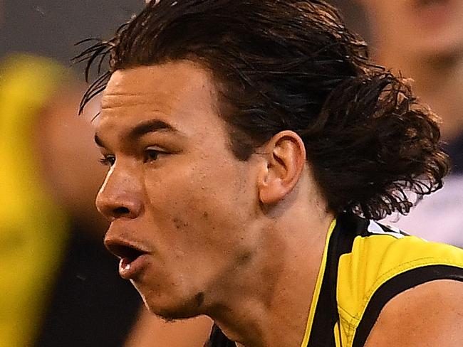 Daniel Rioli of the Tigers is seen in action during the second qualifying final between the Geelong Cats and the Richmond Tigers at MCG in Melbourne, Friday, September 8, 2017. (AAP Image/Julian Smith) NO ARCHIVING, EDITORIAL USE ONLY