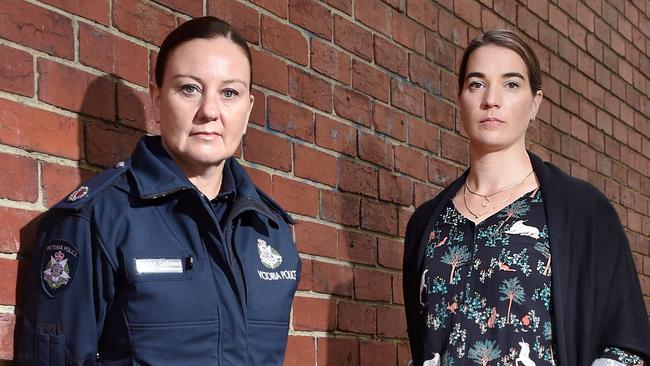 Assistant Commissioner Lauren Callaway and stalking expert Cleo Brandt are involved in the rollout of a new high-risk stalker intervention trial. Picture: Nicki Connolly