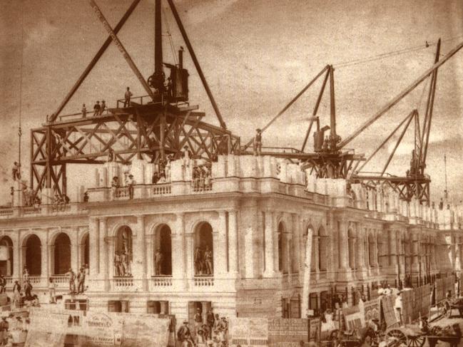 The Brisbane Treasury building under construction in the late 1880s.