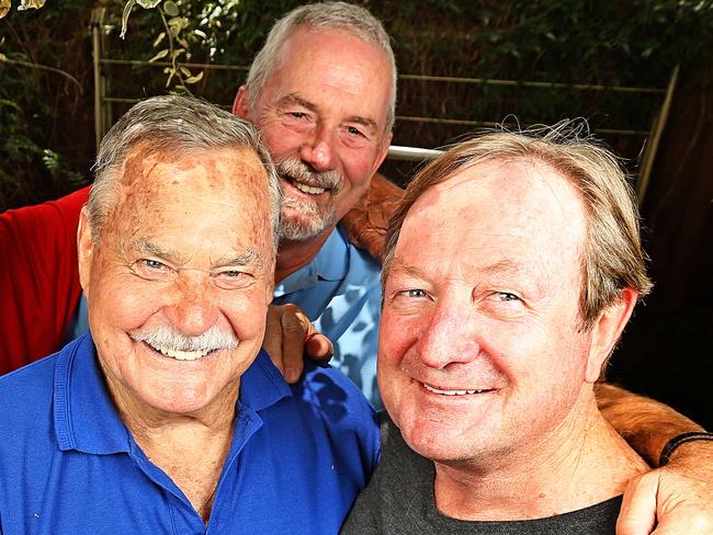 Robert Walls and Kevin Sheedy, with Ron Barassi at the legend’s 80th birthday. Picture: Tim Carrafa