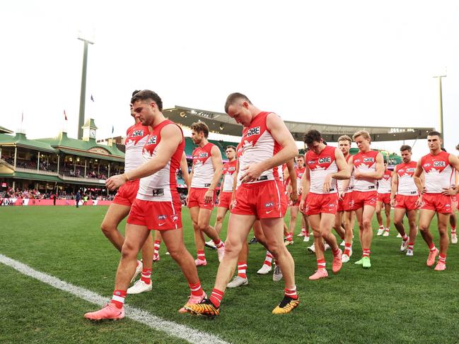 Sydney players trudge off. Picture: Matt King/AFL Photos/via Getty Images