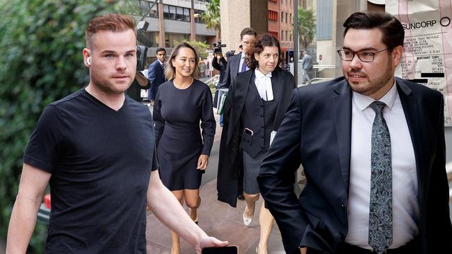 Taylor Auerbach, his lawyer Rebekah Giles, Lisa Wilkinson's barrister Sue Chrysanthou and Bruce Lehrmann.