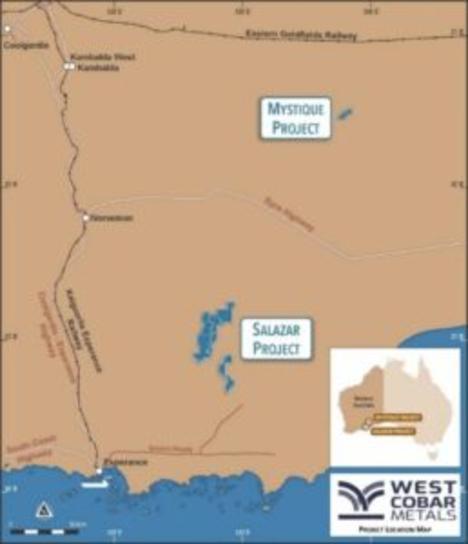 Location of Mystique Project and West Cobar’s Salazar Project in the Fraser Range. Image: WC1