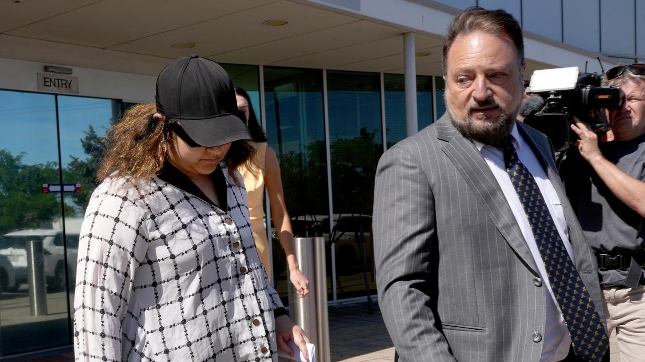 Mahnoor Malik, left, leaves Christies Beach Magistrates Court on Friday. Picture: NewsWire / Dean Martin