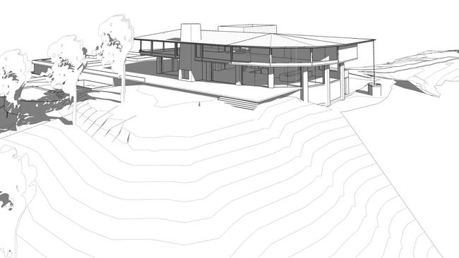 Preliminary architects' drawing of the new lodge at Binna Burra, with cabin spaces to left. Picture: Supplied