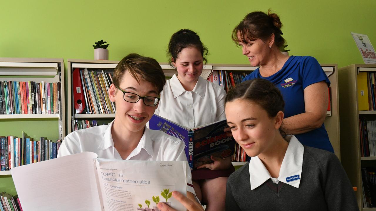 Faith Baptist School has a low student to teacher ratio. Pictured (front) Braedan Smith, Hope Perchard (back) Bella Pulsford and teacher Allison Day.