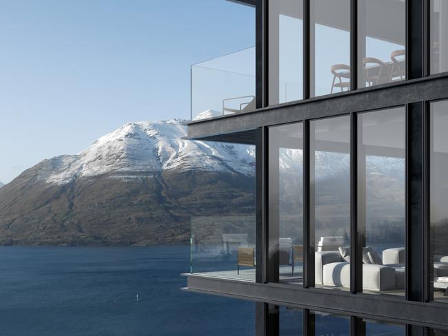 Views across the lake from the Lakeview Te Taumata project in Queenstown, NZ.