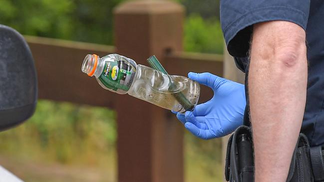 What appears to be a homemade bong was found at the scene. Picture: Jason Edwards