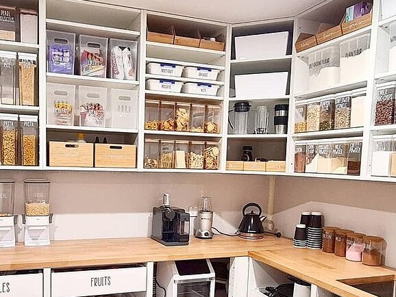 Posting images to the Mums Who Organise Facebook group, Kerry said she's only recently organised the pantry after a home renovation was completed. Picture: Facebook/Mums Who Organise