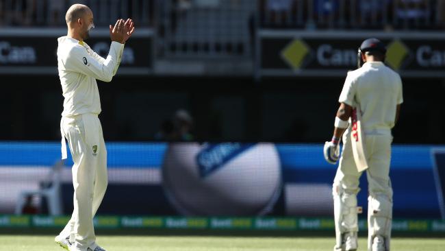 Lyon gave Kohli a cheeky send off. (Photo by Ryan Pierse/Getty Images)