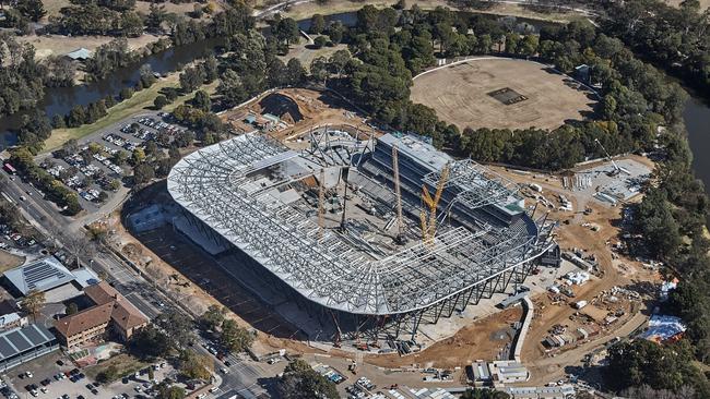 The Western Sydney Stadium’s construction has reached 70 per cent completion.