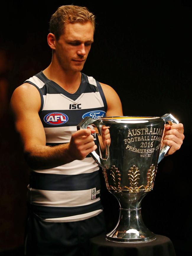 Joel Selwood is eyeing off his first premiership as Geelong captain. Picture: George Salpigtidis