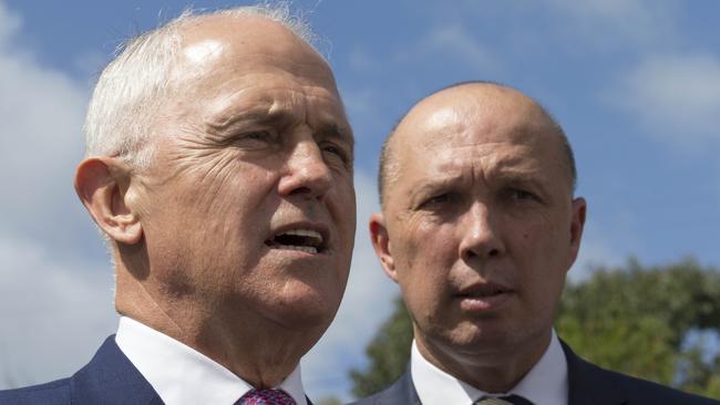 Prime Minister Malcolm Turnbull and Member for Dickson Peter Dutton. Picture: AAP