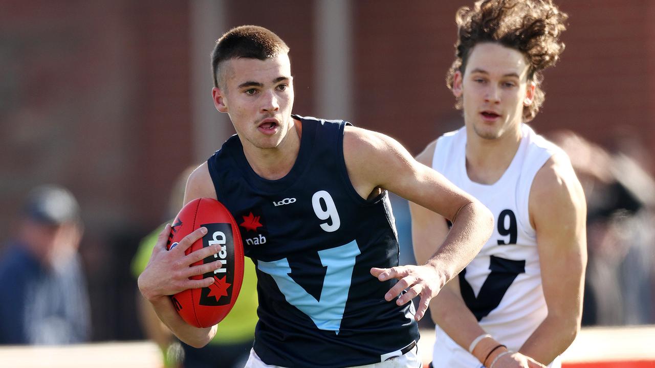 Darcy Wilmot dashes out of defence. Picture: Michael Klein