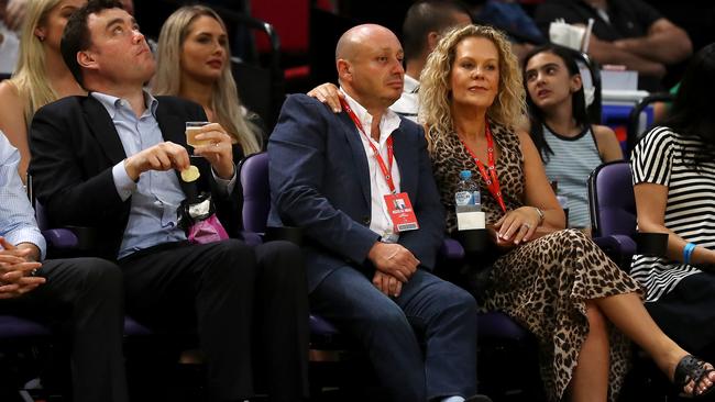 NBL executive director Larry Kestelman, pictured with wife Anita Pahor at a recent match in Sydney, is awaiting an answer from the Tasmanian Government. Picture: MARK KOLBE/GETTY IMAGES