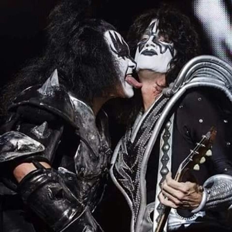 Gene Simmons and Tommy Thayer in action on the Gold Coast. Picture: Instagram/rainnoone