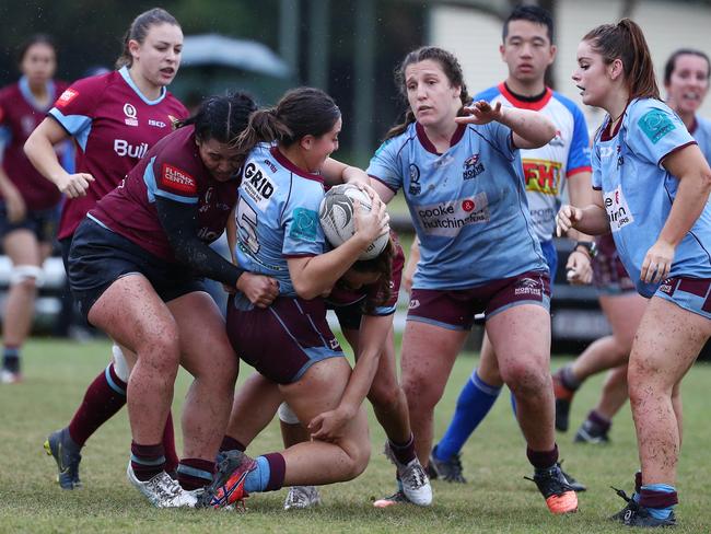 Action from the Women's Club rugby union match between Norths and University in Wavell Heights. Picture: Tertius Pickard