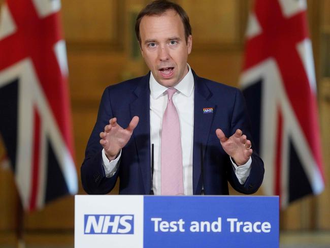 UK Health Secretary Matt Hancock said selected NHS patients would receive remdesivir as a COVID-19 treatment. Picture: AFP